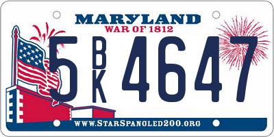 MD license plate 5BK4647