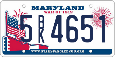 MD license plate 5BK4651