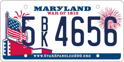 MD license plate 5BK4656