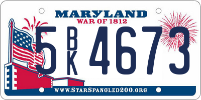 MD license plate 5BK4673