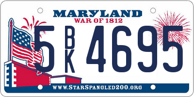 MD license plate 5BK4695