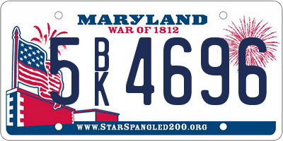 MD license plate 5BK4696