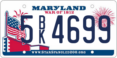 MD license plate 5BK4699