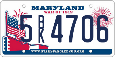 MD license plate 5BK4706