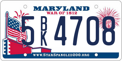 MD license plate 5BK4708