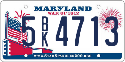 MD license plate 5BK4713