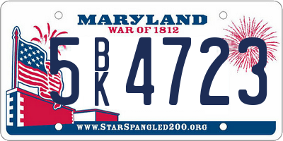 MD license plate 5BK4723