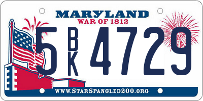 MD license plate 5BK4729