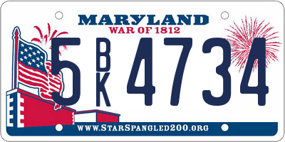 MD license plate 5BK4734