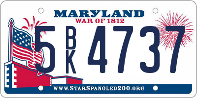 MD license plate 5BK4737
