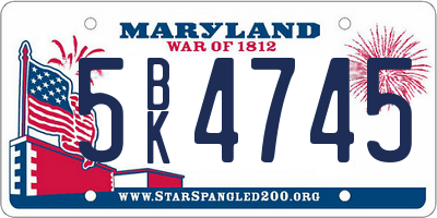 MD license plate 5BK4745