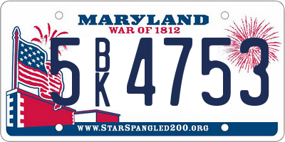 MD license plate 5BK4753