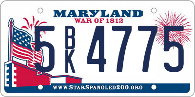 MD license plate 5BK4775