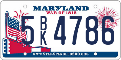 MD license plate 5BK4786
