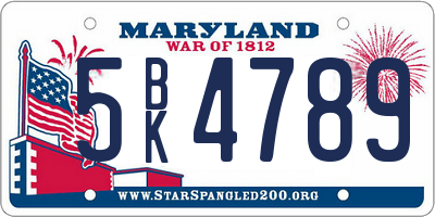 MD license plate 5BK4789