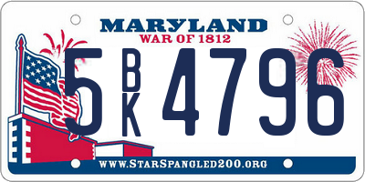 MD license plate 5BK4796