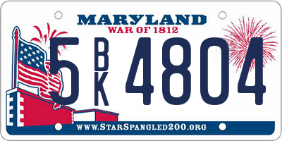 MD license plate 5BK4804