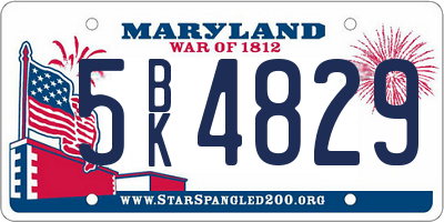MD license plate 5BK4829