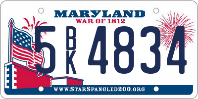 MD license plate 5BK4834