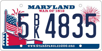 MD license plate 5BK4835