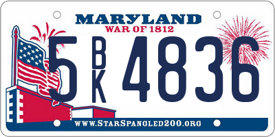 MD license plate 5BK4836