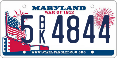 MD license plate 5BK4844