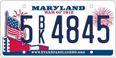 MD license plate 5BK4845