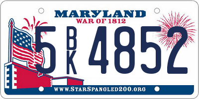 MD license plate 5BK4852