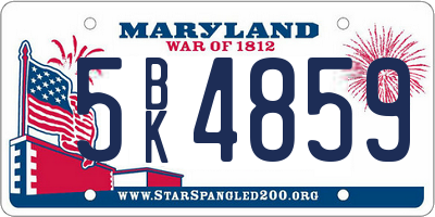 MD license plate 5BK4859
