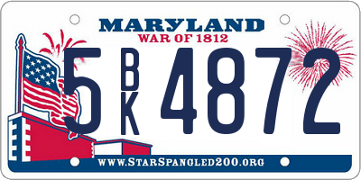 MD license plate 5BK4872