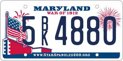 MD license plate 5BK4880