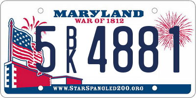 MD license plate 5BK4881