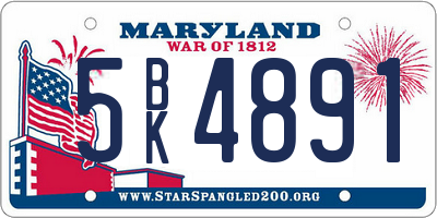 MD license plate 5BK4891