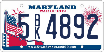 MD license plate 5BK4892