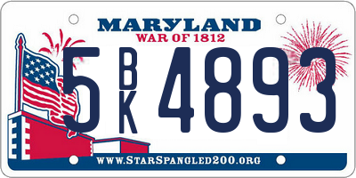 MD license plate 5BK4893