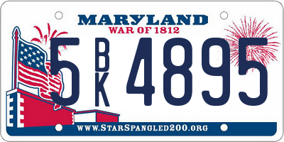 MD license plate 5BK4895