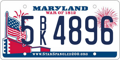 MD license plate 5BK4896
