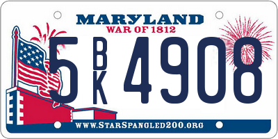 MD license plate 5BK4908