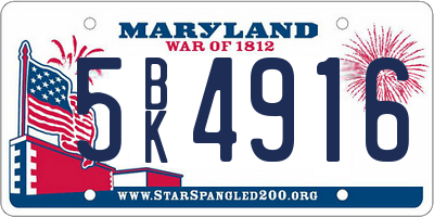 MD license plate 5BK4916
