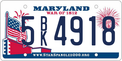 MD license plate 5BK4918