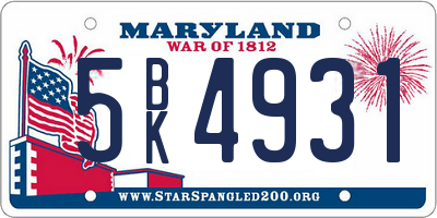 MD license plate 5BK4931