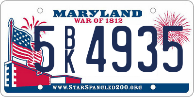 MD license plate 5BK4935