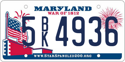 MD license plate 5BK4936