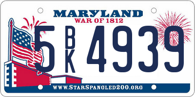 MD license plate 5BK4939