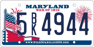 MD license plate 5BK4944