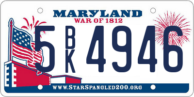 MD license plate 5BK4946
