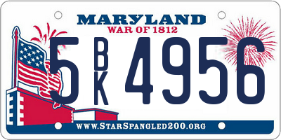 MD license plate 5BK4956