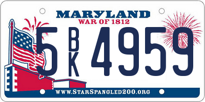 MD license plate 5BK4959