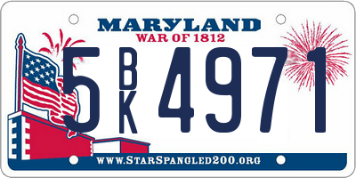 MD license plate 5BK4971