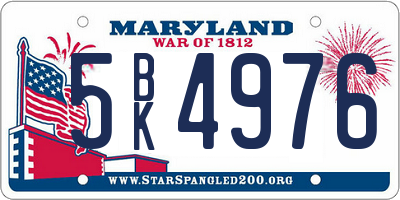 MD license plate 5BK4976